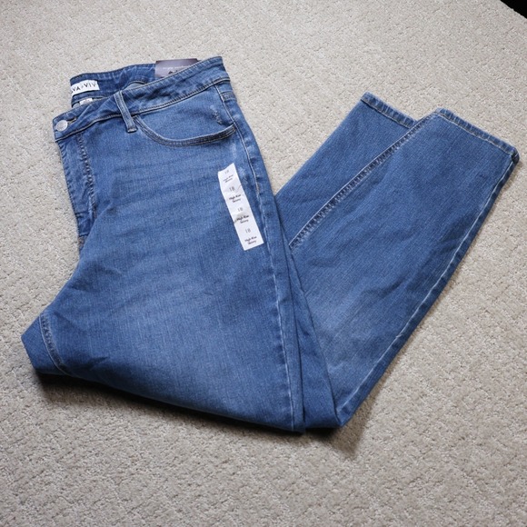Ava & Viv Denim - Ava & Viv Womens High-Rise Skinny Jeans Medium Wash Blue Stretch Size 18R